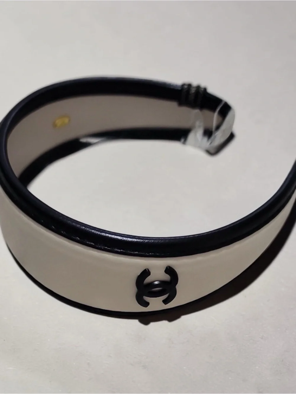 CHANEL Cream and Black Logo Padded Headband - Iconic CC Accent GWP